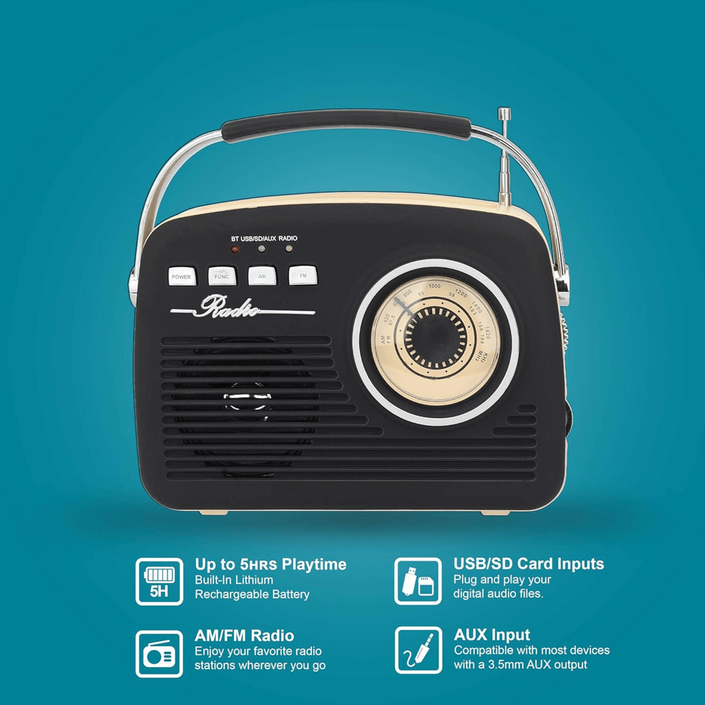 Supersonic Multi-Function Bluetooth Retro Speaker with Rechargeable